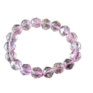 Translucent amethyst, purple Beaded Bracelet for clarity and stress